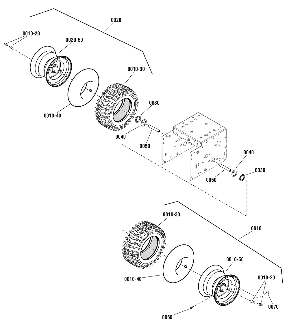 Wheels And Tires Group Diagram and Parts List for 1696054-CM741450S 2011 Briggs and Stratton Snow Blower